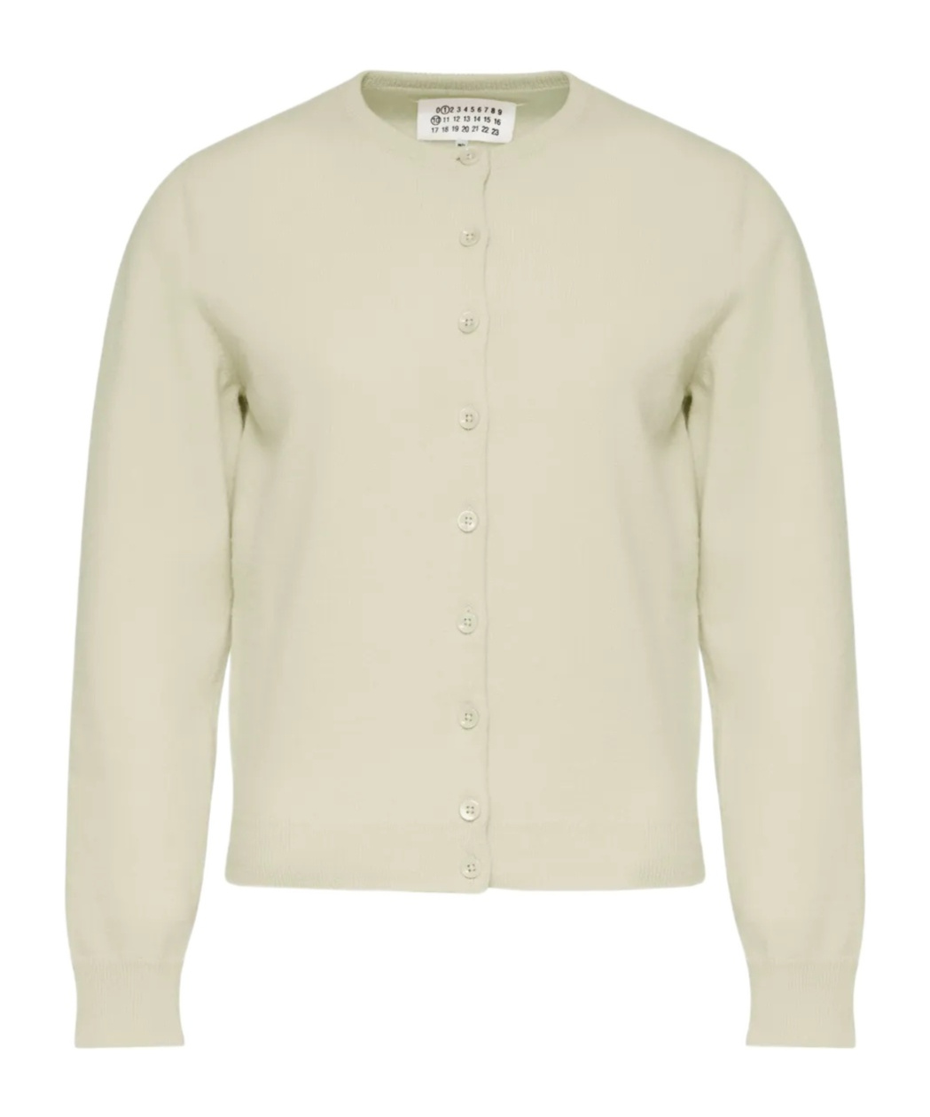 Maison Margiela Wool Buttoned Crew Neck Cardigan In Neutral