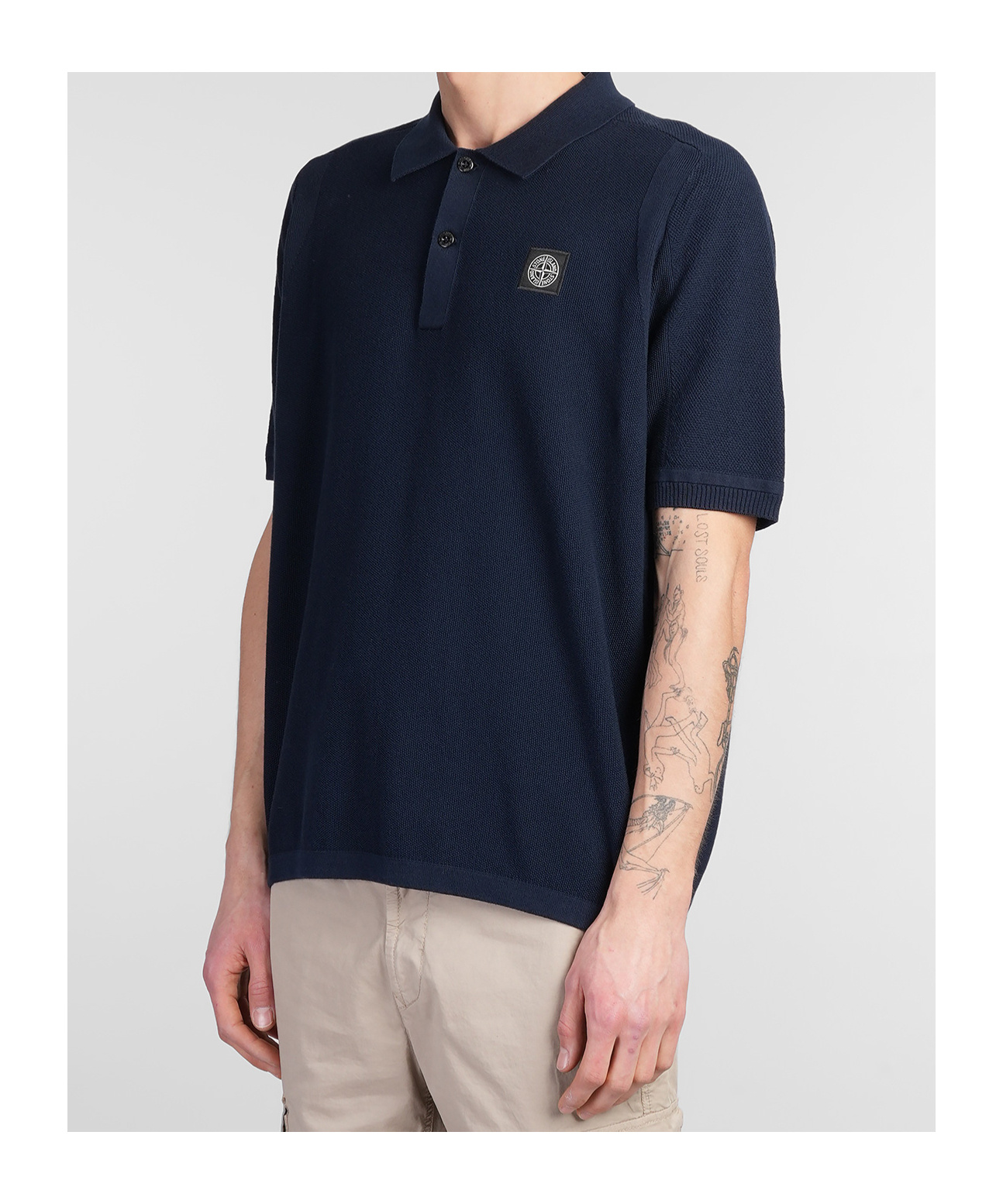 Stone Island Logo Polo Shirt In Blue
