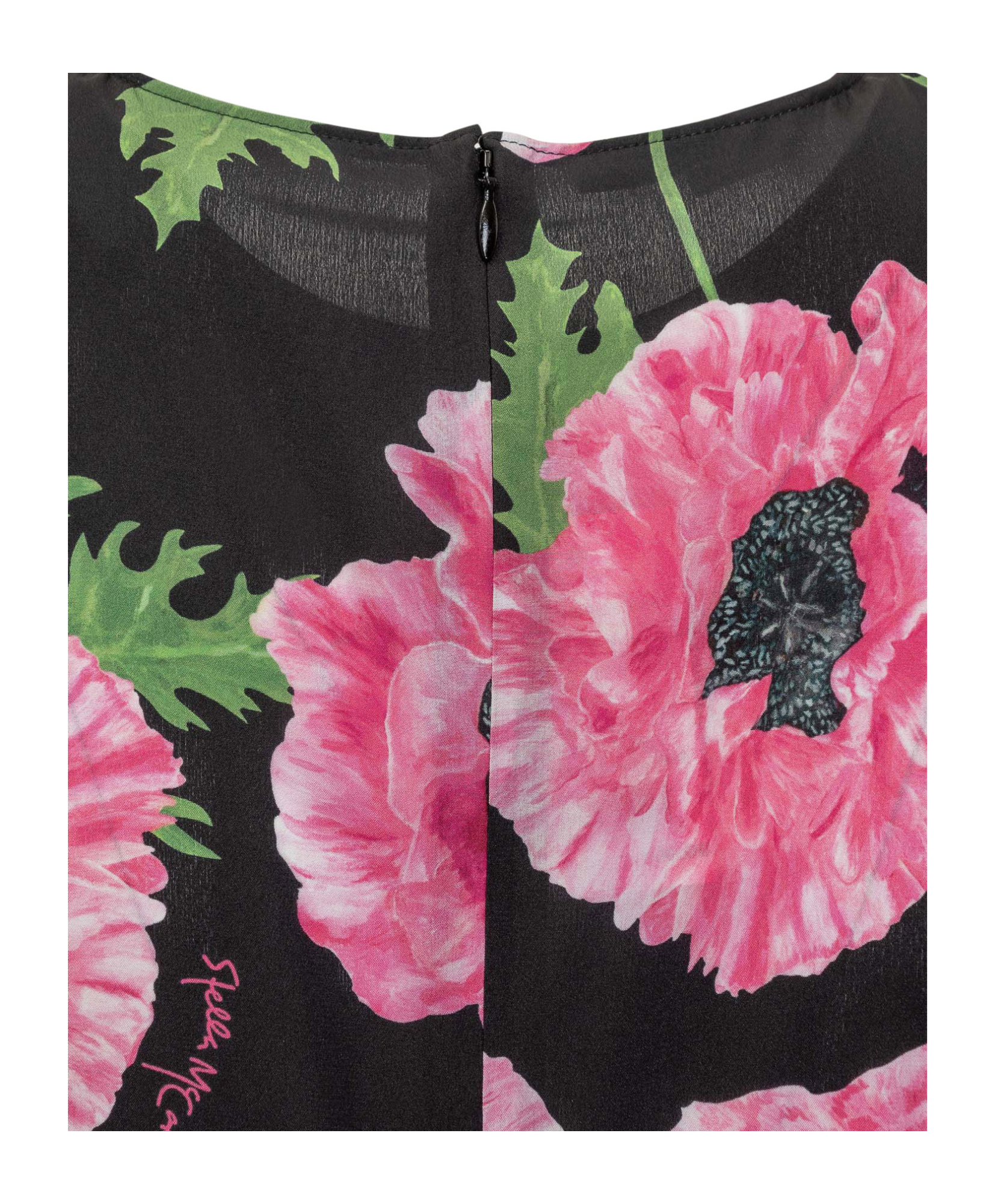 Stella Mccartney Poppy-print Short-sleeve Ruffle Mini Dress In Black