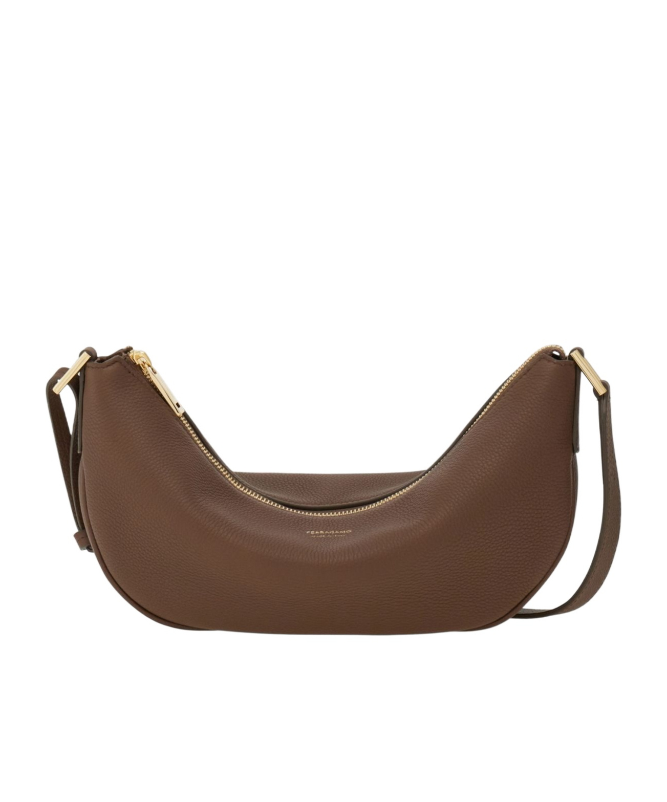 Ferragamo Semi-moon Small Stray Bag In Brown