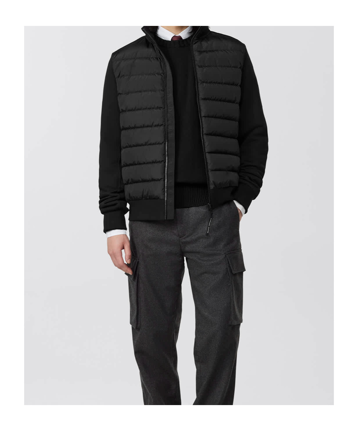 Canada Goose Wattierte Hybridge Huron Jacke Mit Reissverschluss In Black