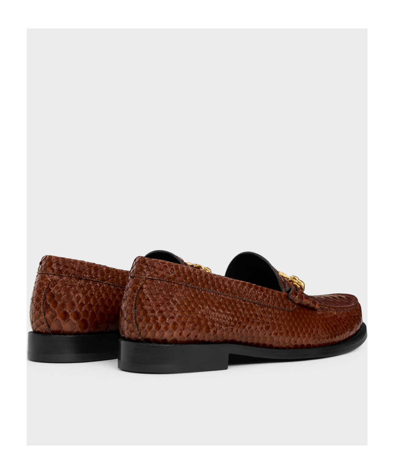 Celine Luco Triomphe Chain Loafers In Brown