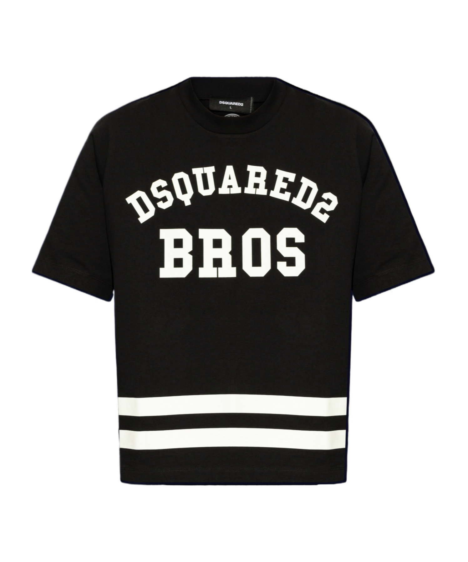 Dsquared2 Logo Printed Striped Crewneck T-shirt In Black