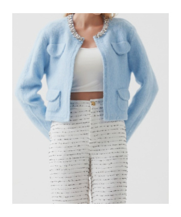 Marissa Chiara Long-sleeved Crew Neck Jacket In Blue