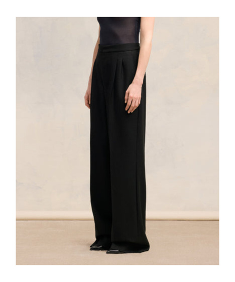 Ami Alexandre Mattiussi Wide Legged Pinstripe Trousers With In Black