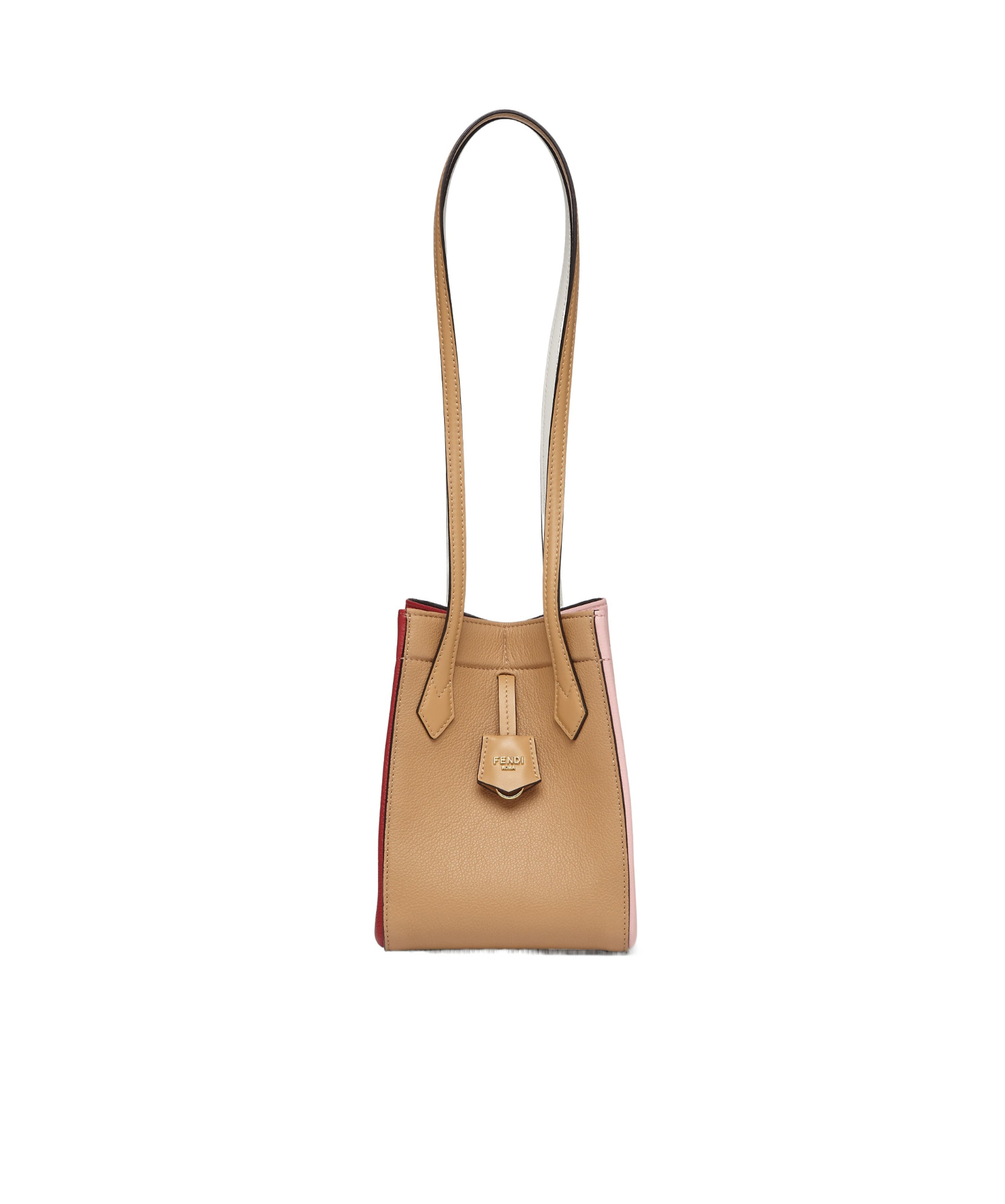 Fendi Transformable Multicolour Leather Mini Bag In Nude