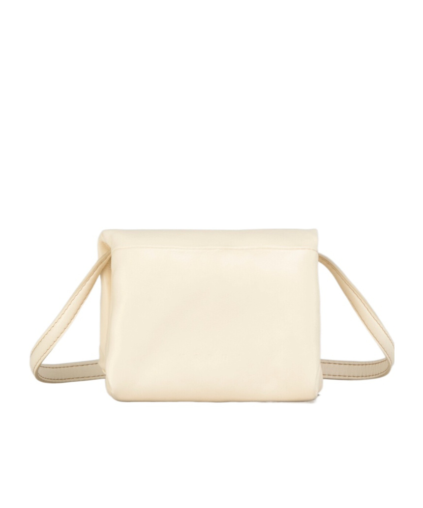 Shop Marni Ivory White Leather Mini Prisma Pouch