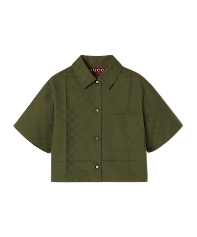 Gucci Gg Cotton Gabardine Shirt In Green