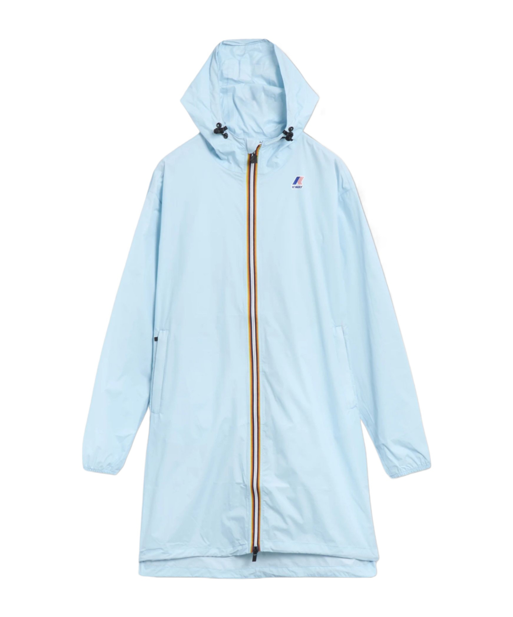 K-way Long Hooded Jacket In Blue