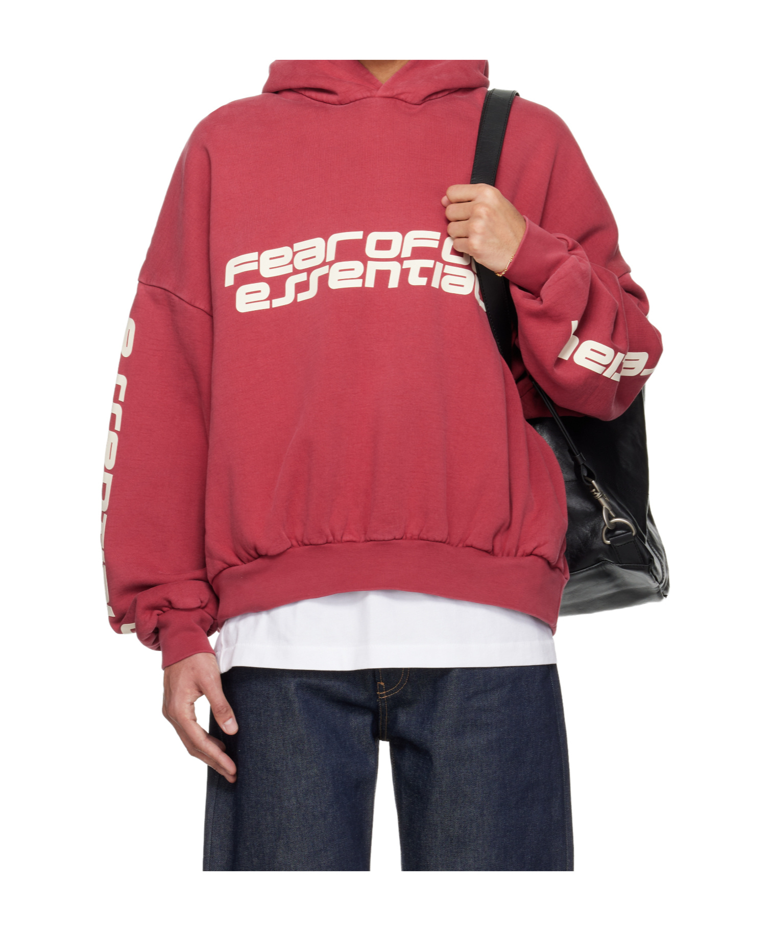 Essentials Red Holiday Cropped Relaxed Hoodie In Red