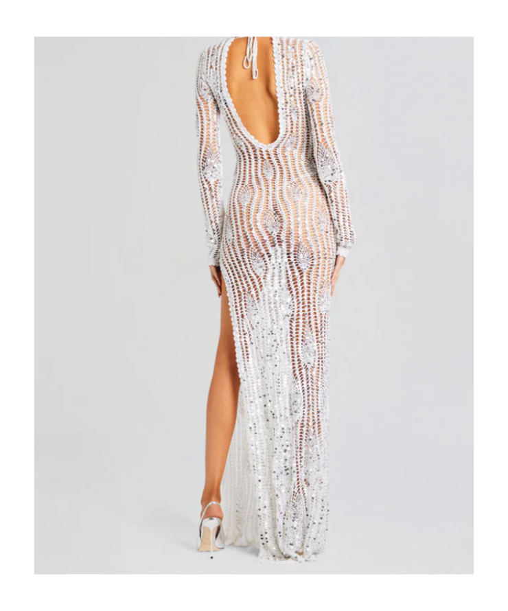 Retroféte Cherri Sequin Crochet Dress In Animal Print