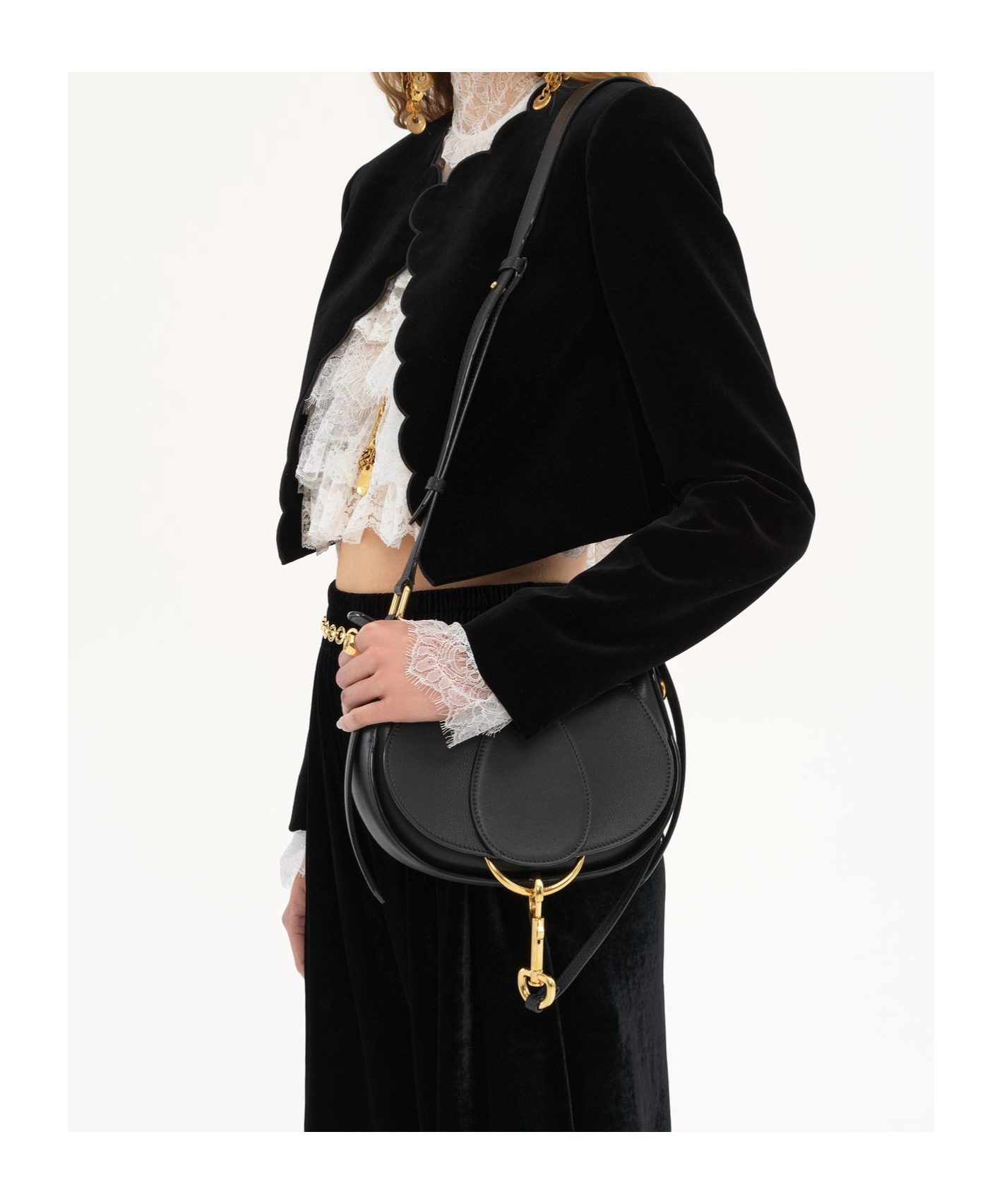 Chloé Ride Flap Shoulder Bag In Smooth Calfskin In Black