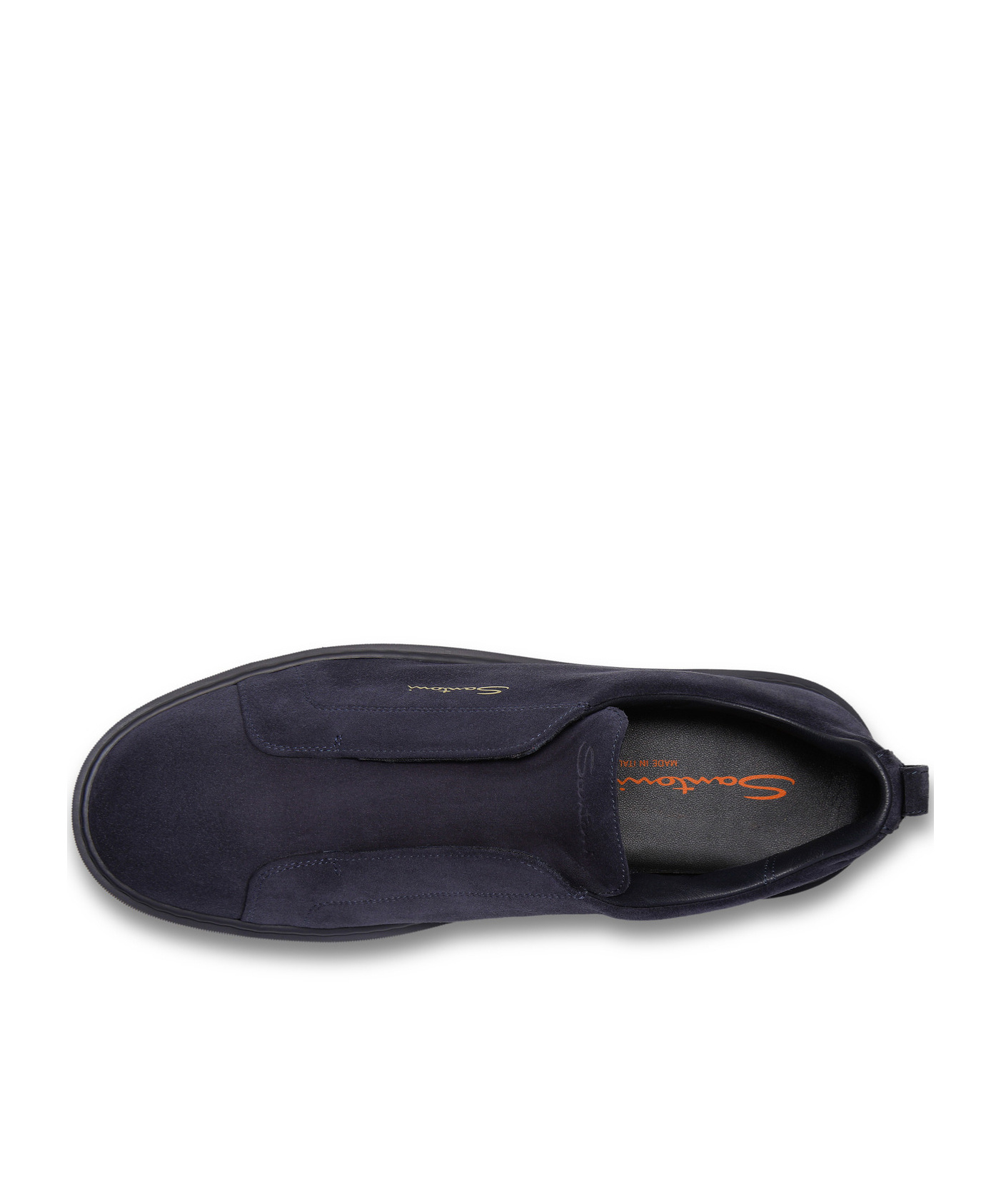 Santoni Midnight Blue Calf Suede Slip-on Sneakers In Black