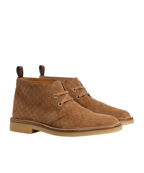 Gucci Brown Oxford Shoes With Web Detail On The Heel And Low Heel In Gg Canvas Man In Brown