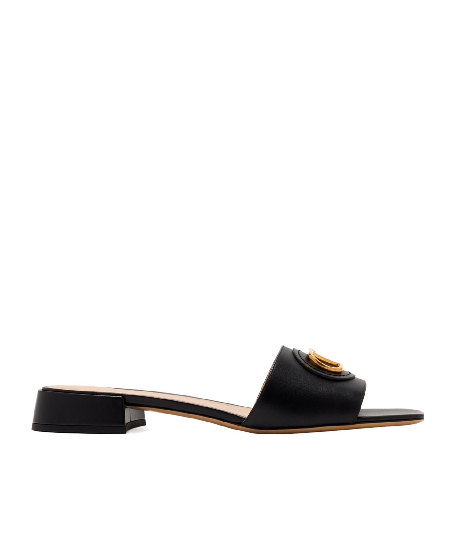 Valentino Vlogo Signature Leather Slides In Black