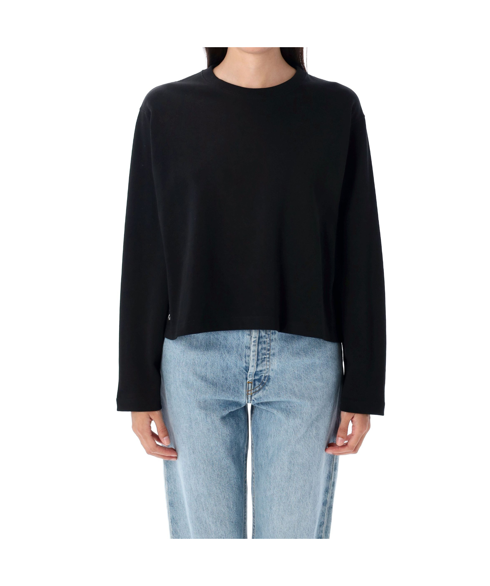 Polo Ralph Lauren Cropped Shrunken Fit Jersey Long-sleeve T-shirt In Black