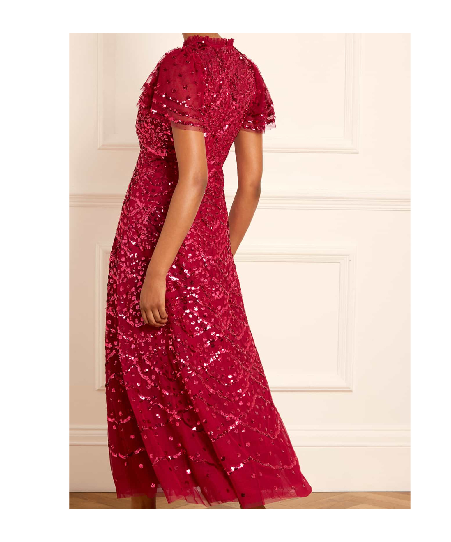 Needle & Thread Decorative Polka Dot Ankle Dress Skirt In Red