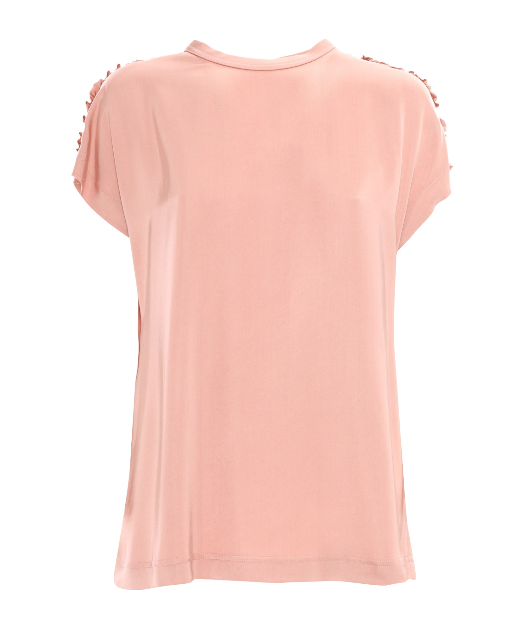 Fabiana Filippi Viscose Satin Top With Gathered Shoulder In Pink