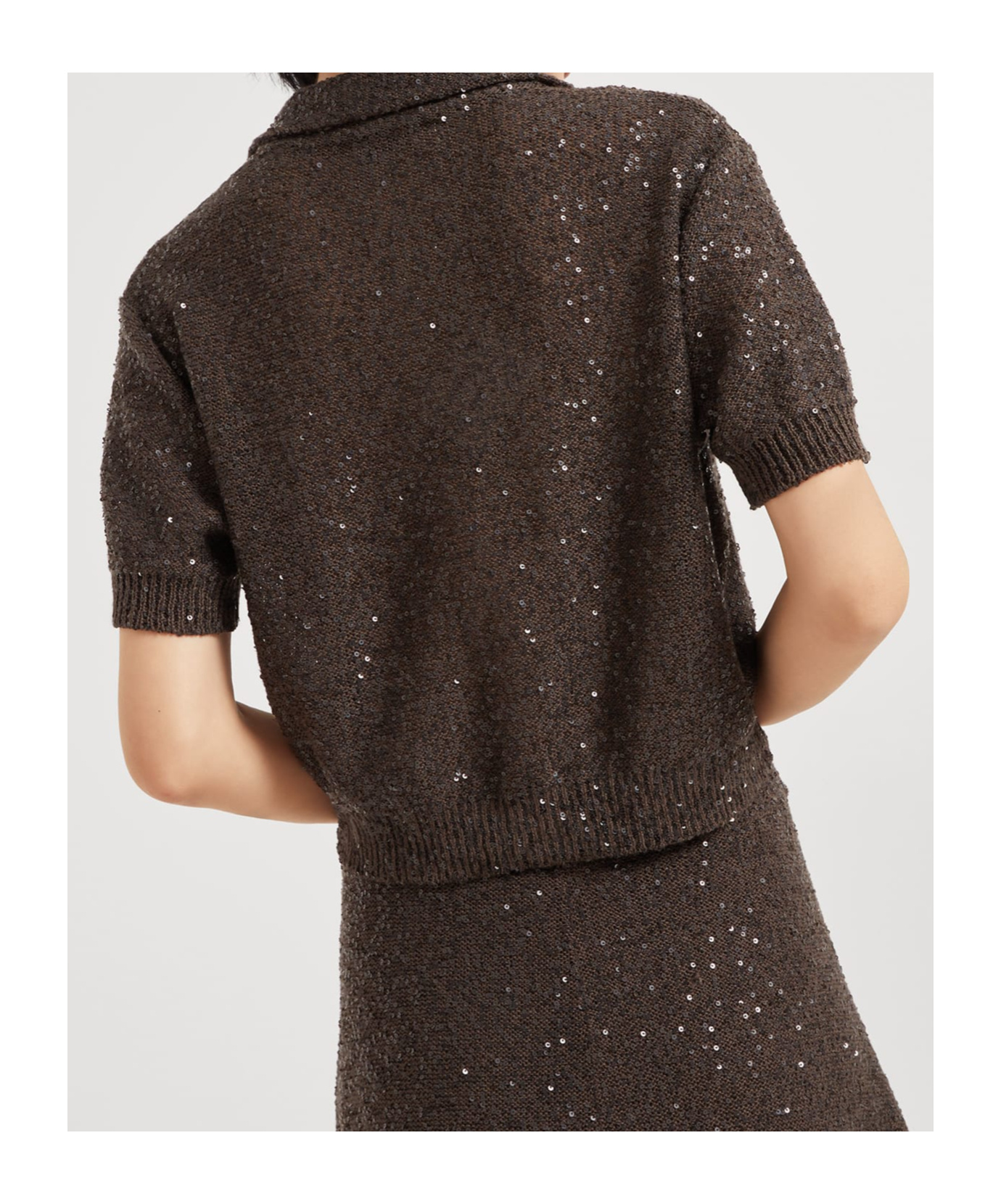 Brunello Cucinelli Dazzling Texture Polo In Brown
