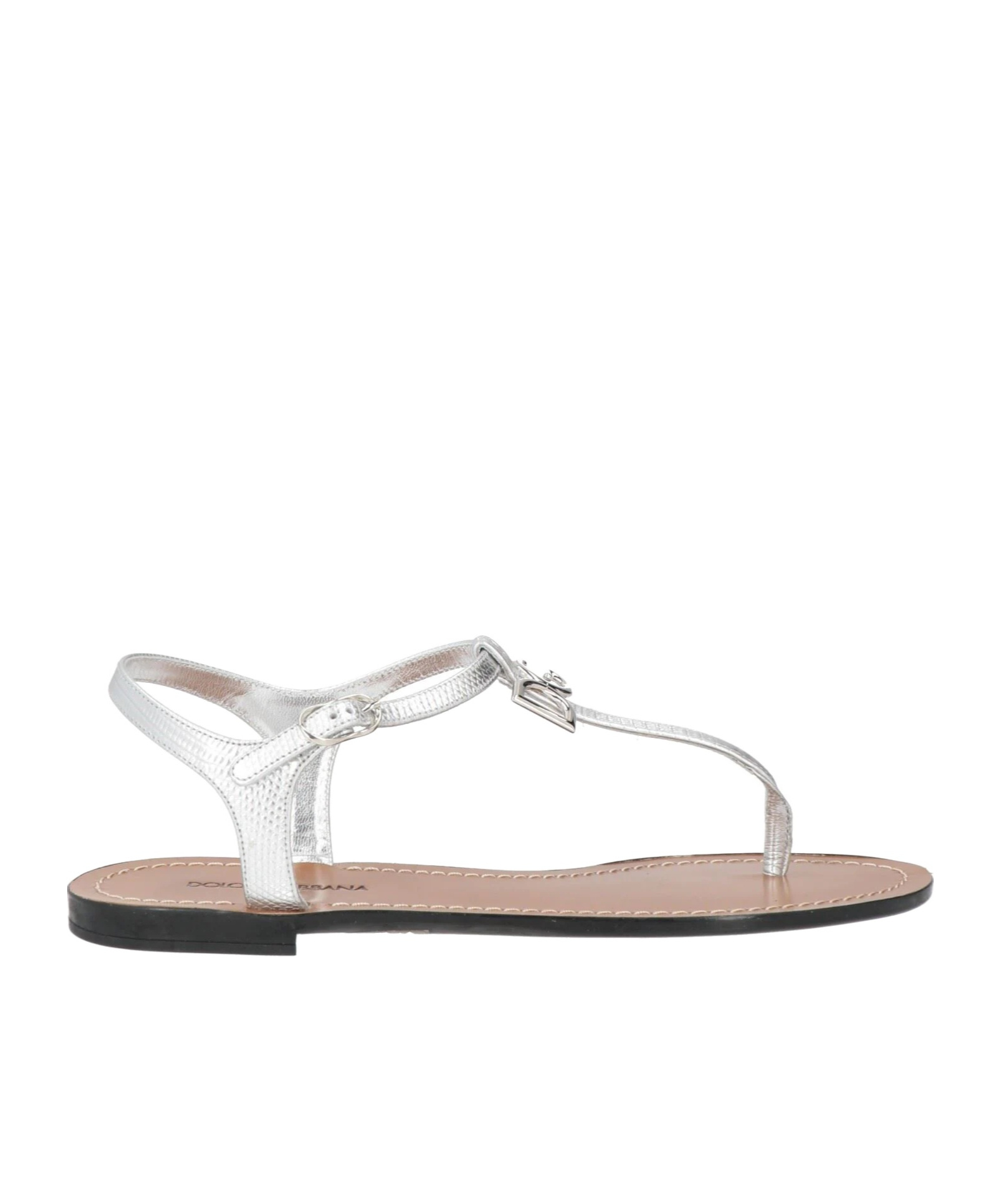 Dolce & Gabbana Solid Color Flip Flops In Silver