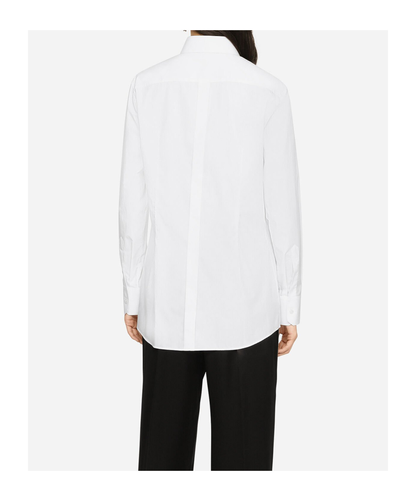 Dolce & Gabbana Cotton Poplin Longline Shirt In Brown