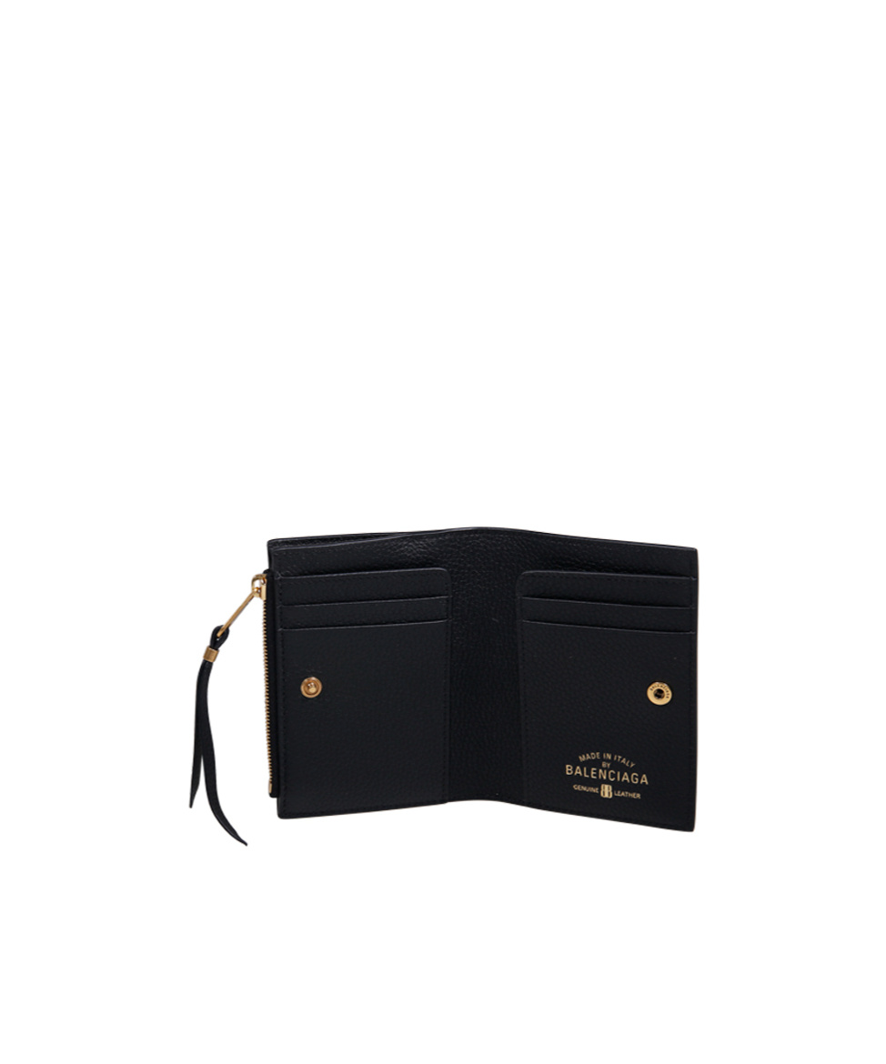 Balenciaga Carrie Bi-fold Coin Card Holder In Black