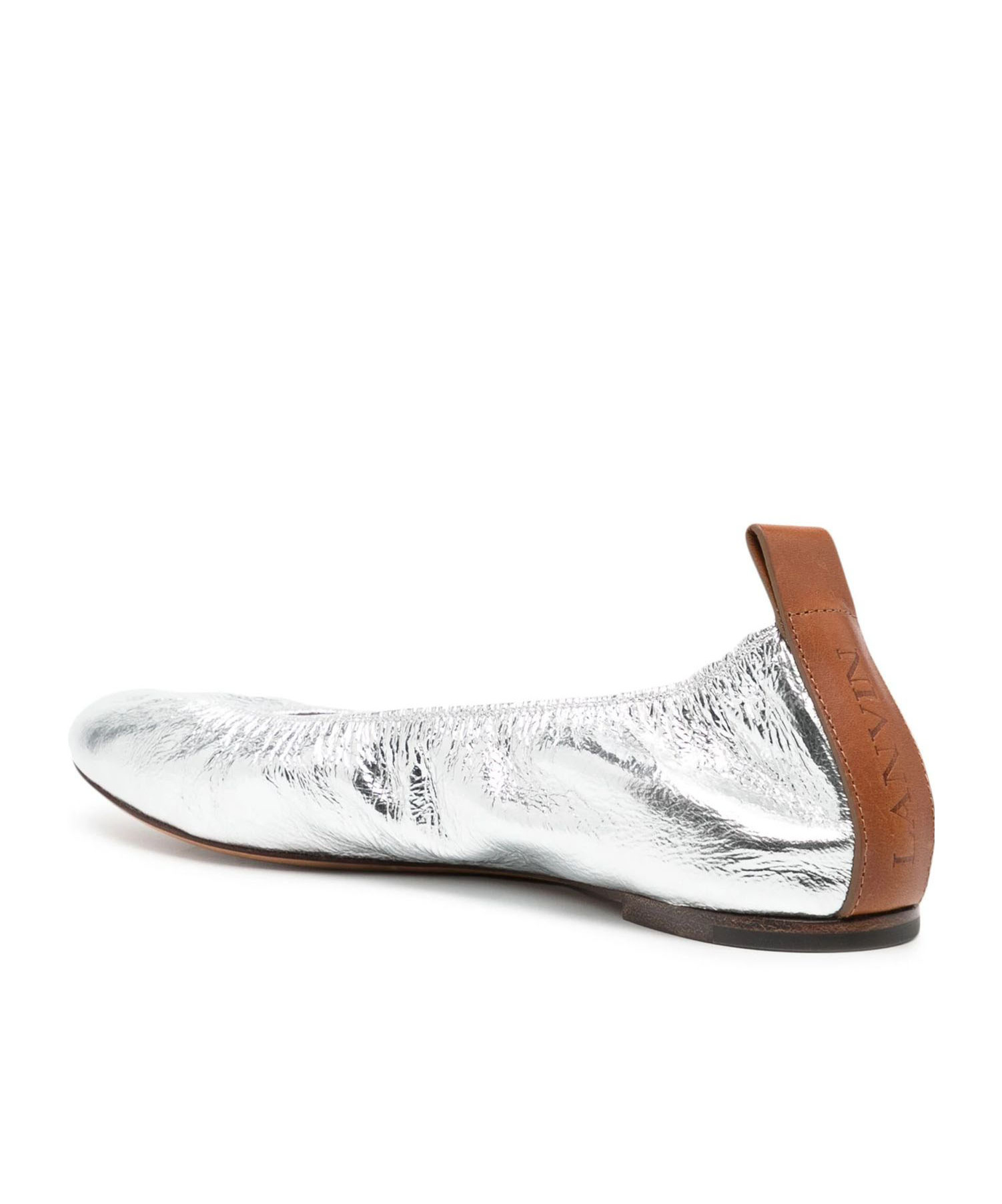 Lanvin Silver Leather Ballet Shoes In White