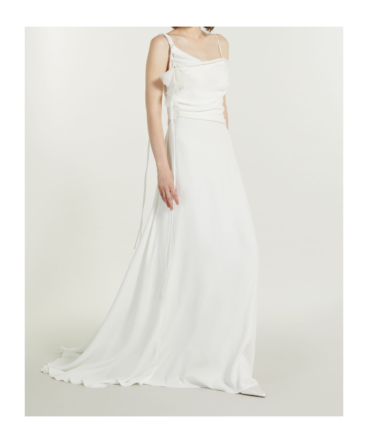 Max Mara Vestido Asimétrico De Envers Satén In White