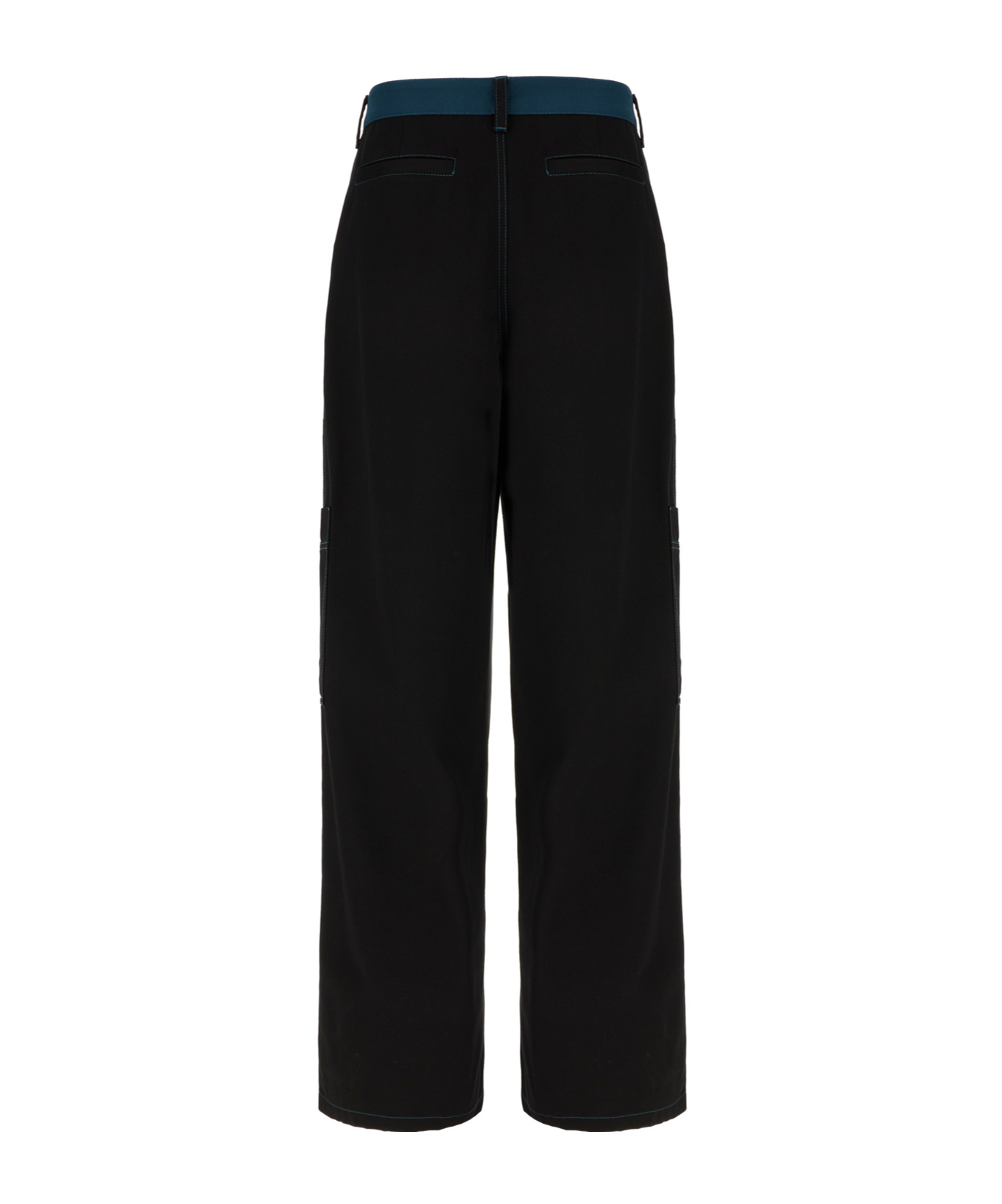 Off-white Cotton Cargo Pants With Multiple Pockets In Black