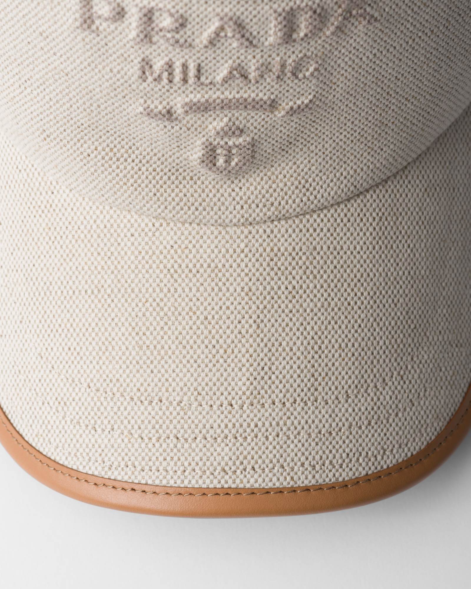 Prada Logo-embossed Cotton Cap In Natural Color