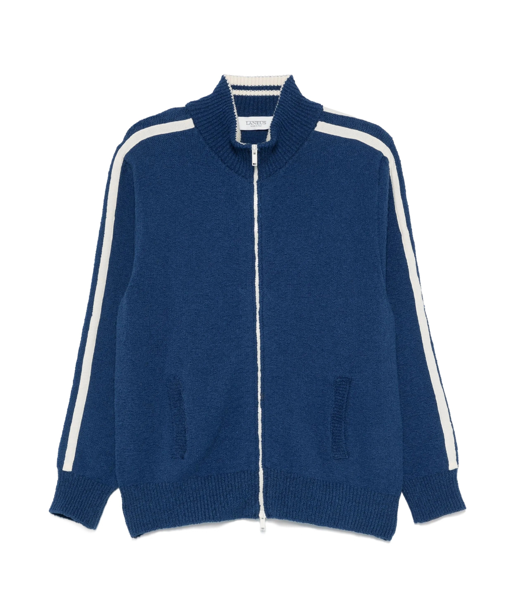 Laneus Knitted Bomber Jacket In Blue