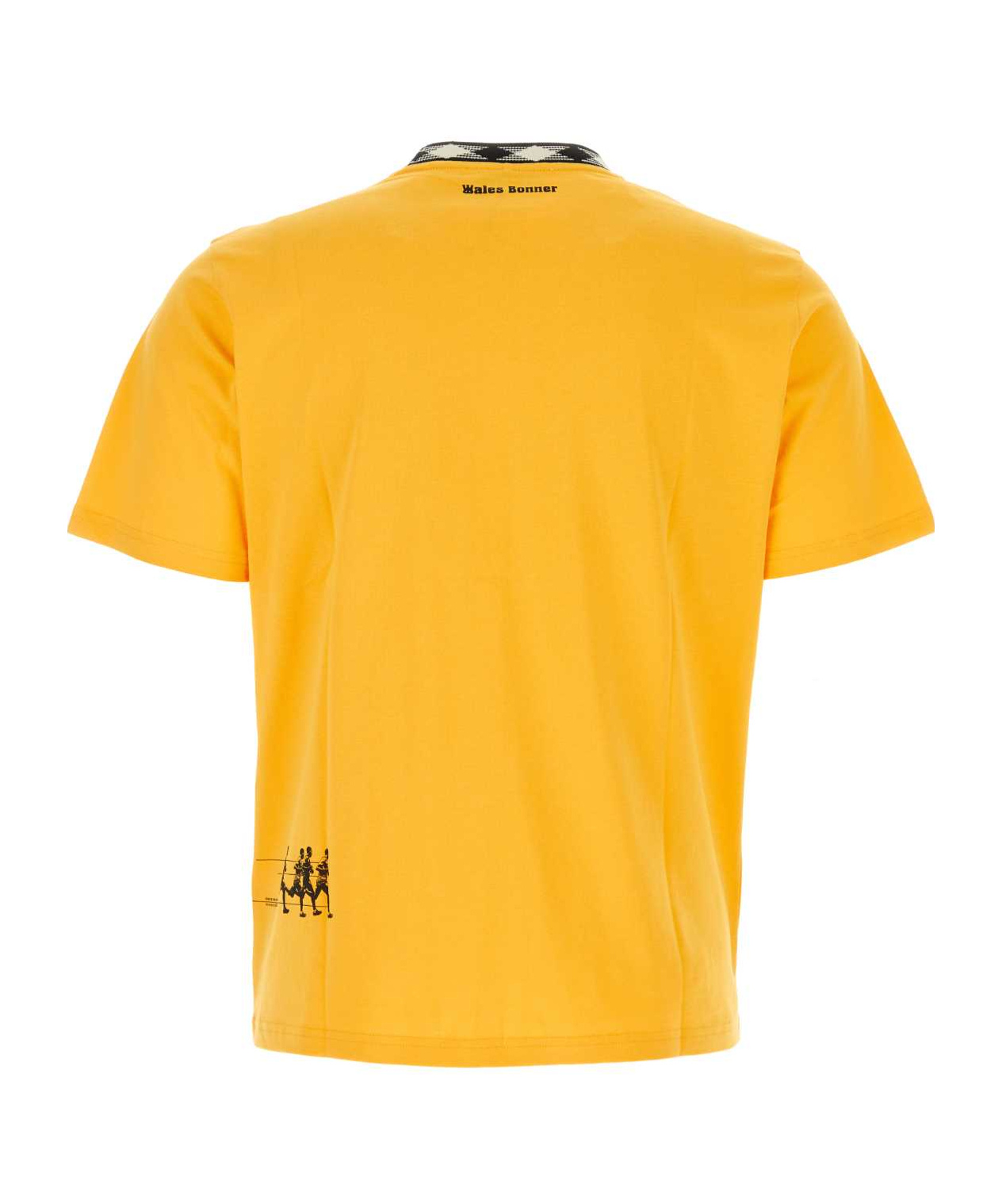 Wales Bonner Jersey Crew-neck T-shirt With Front Contrast Print In Yellow