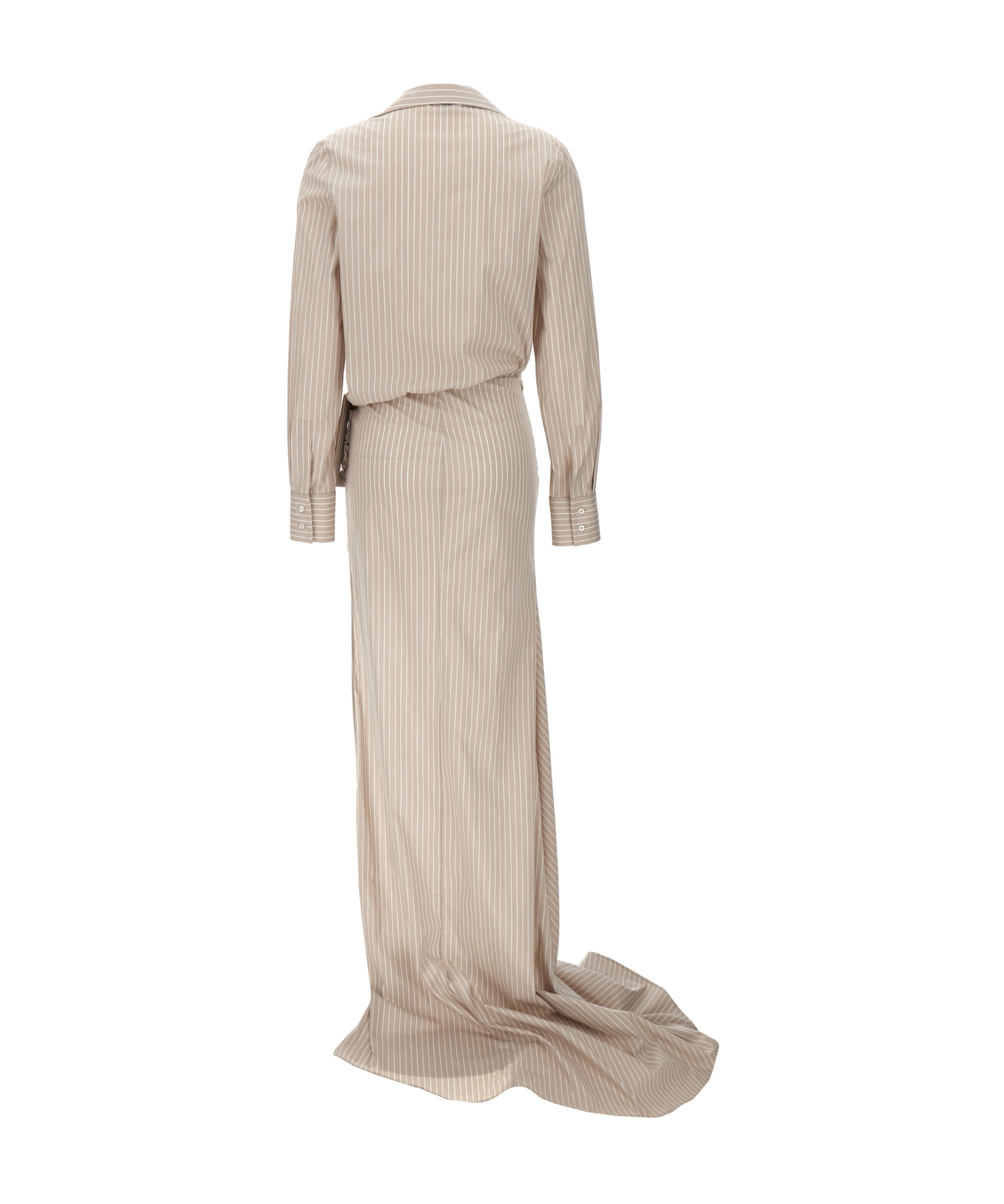Giuseppe Di Morabito Waist Belt Striped Maxi Dress In Neutral