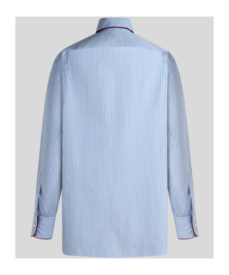 Etro Striped Long-sleeved Shirt In Blue