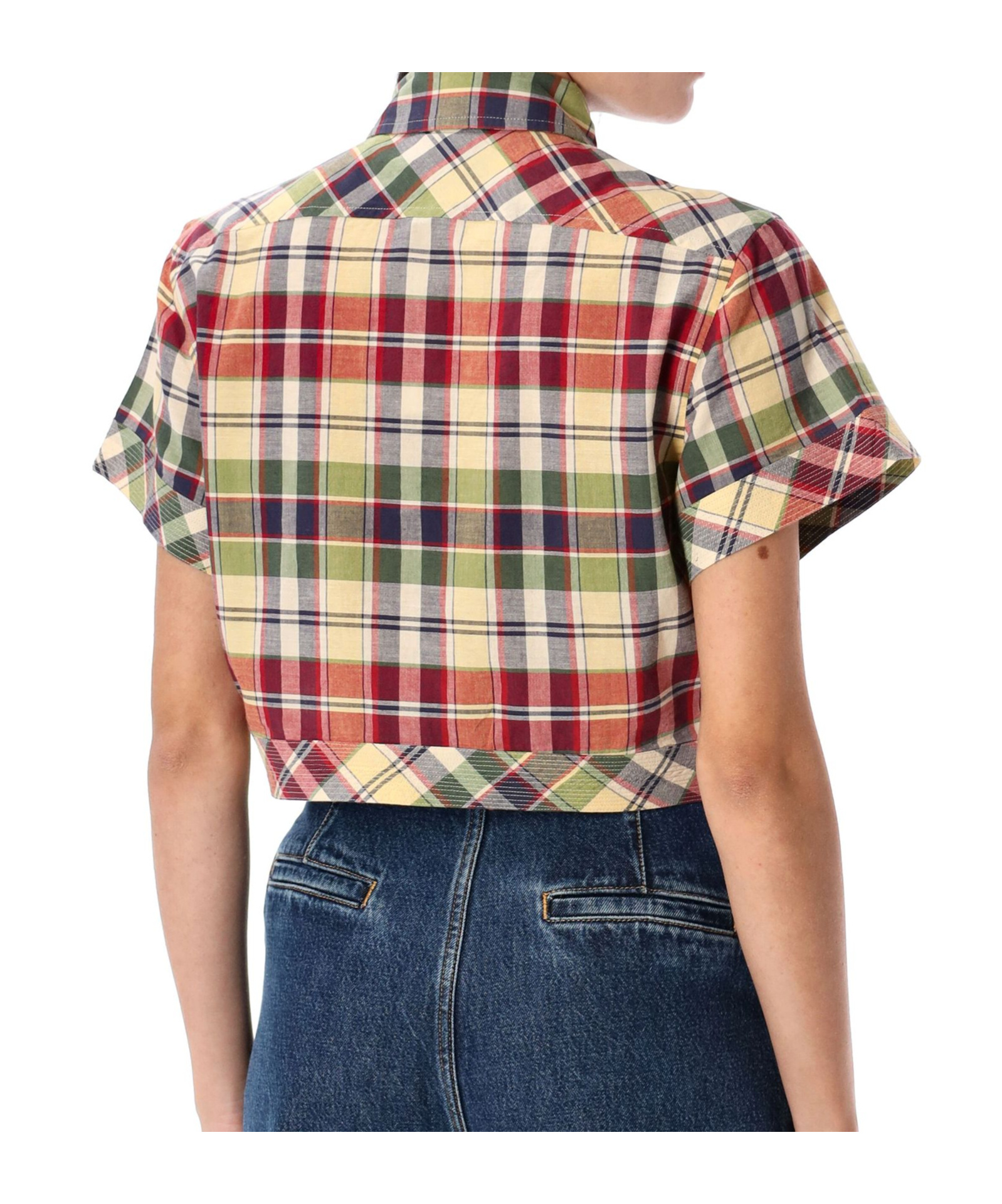 Shop Polo Ralph Lauren Cropped Plaid Tie-front Top In Multicolor