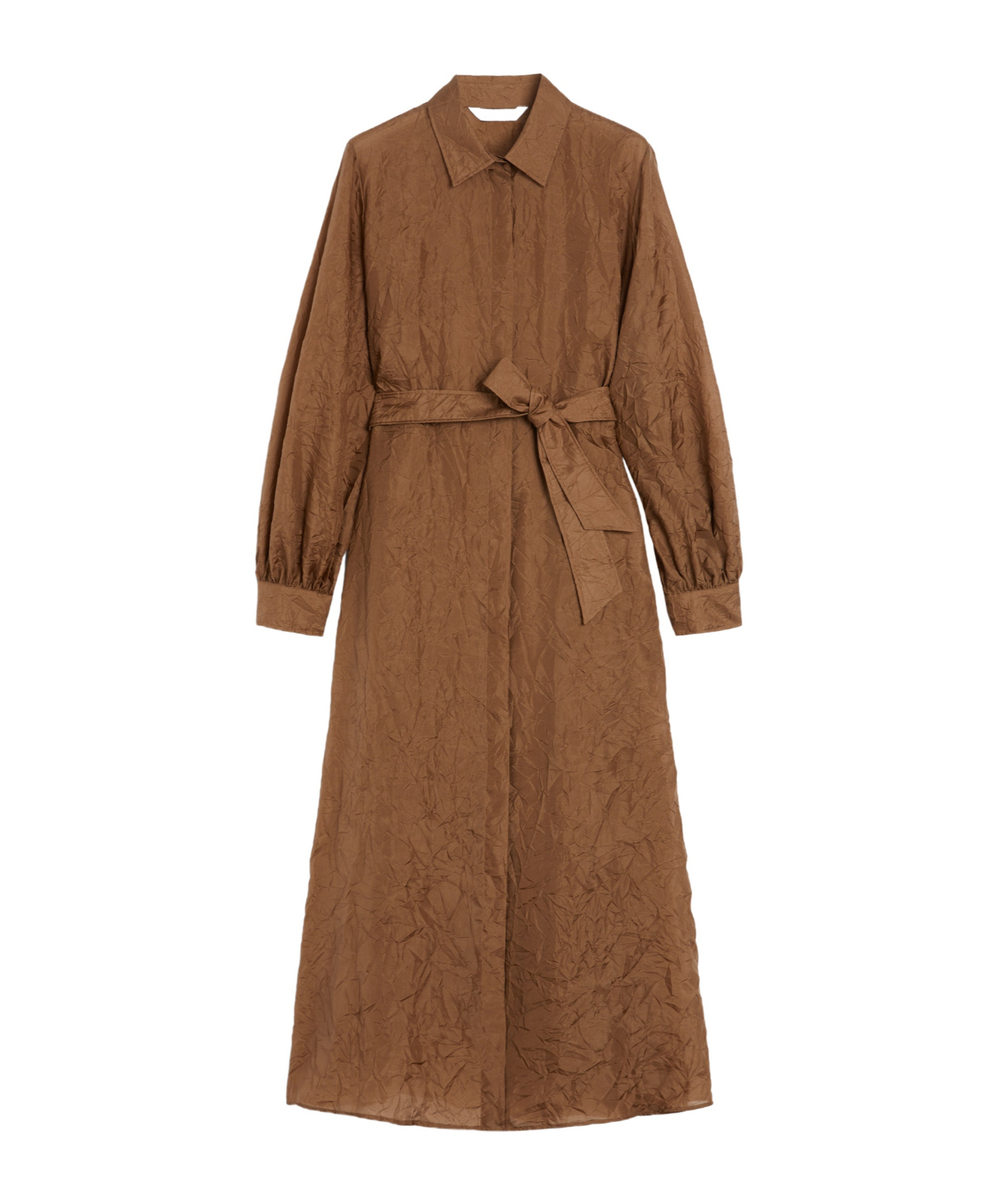 Max Mara Silk Canvas Shirt Dress In Brown