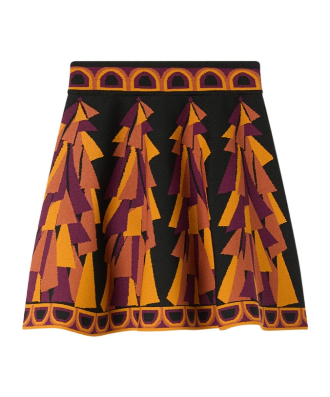 Pucci Baiadera Print Flared Jacquard Skirt In Bordeaux And Gold