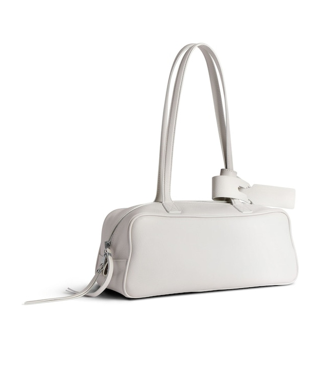 Balenciaga Small Calf Leather Carrie Bowling Top-handle Bag In White