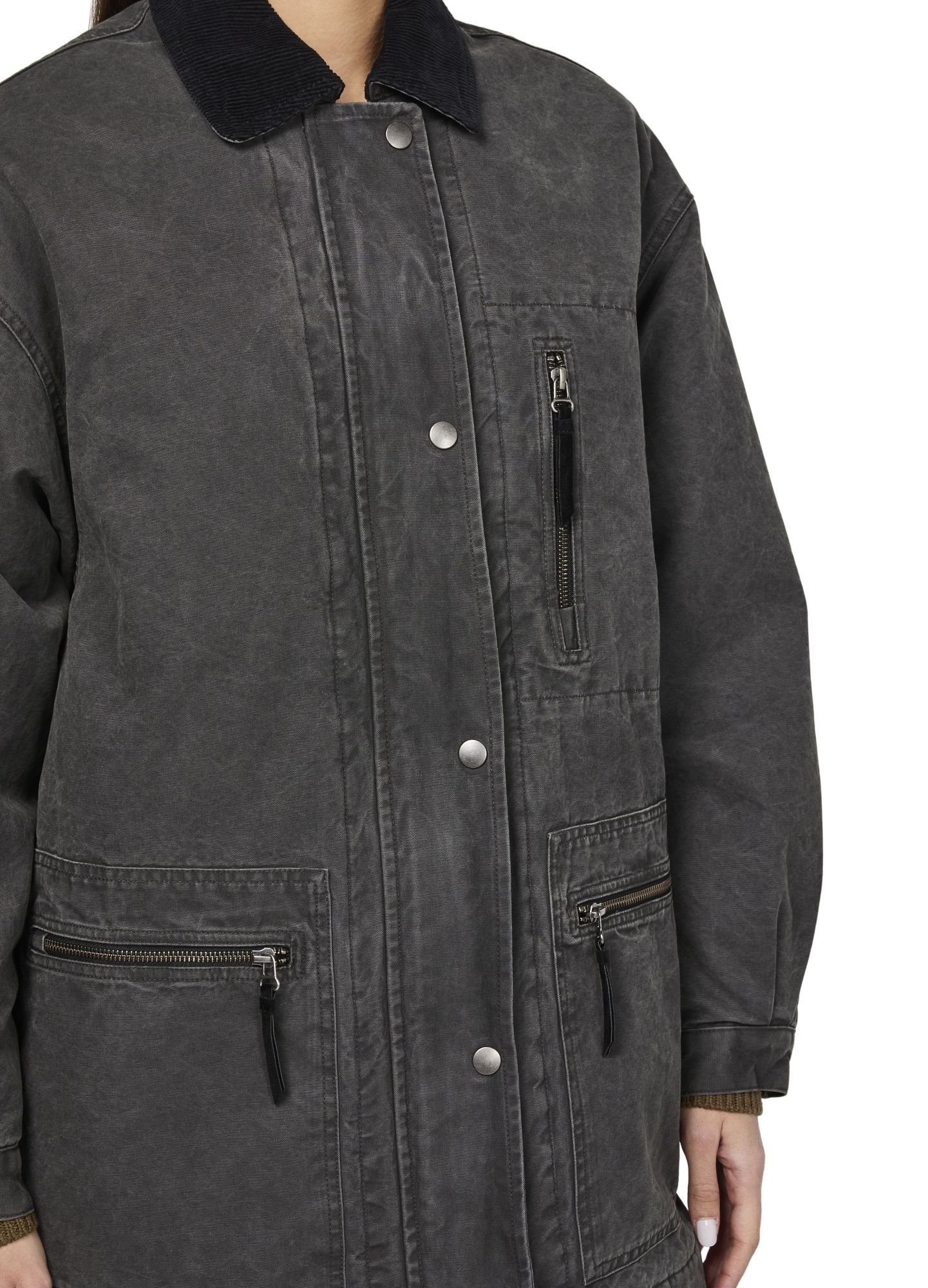 Isabel Marant Étoile Kimelia Coated Cotton Jacket In Black