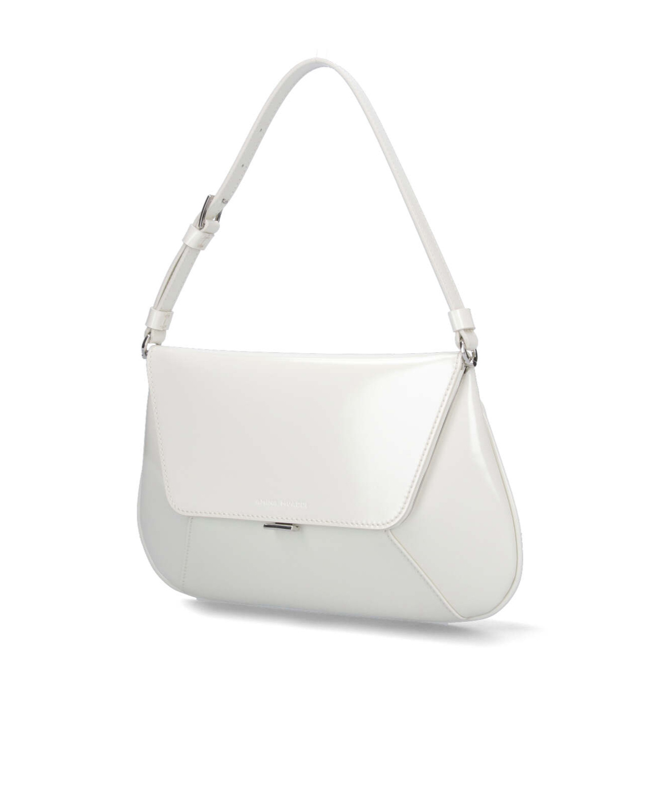 Amina Muaddi Women Black Leather Ami Shoulder Bag In White