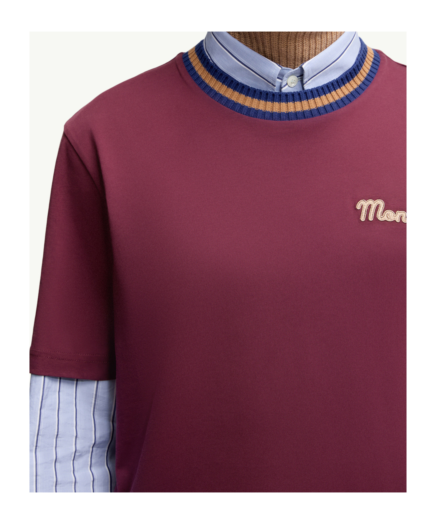 Moncler Logo Cotton Jersey T-shirt In Burgundy