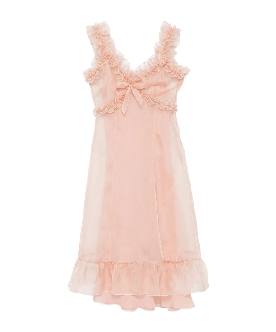 Alessandra Rich Ruffle-detailed Midi Dress In Pink
