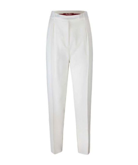 Max Mara Pleat Detailed Tapered Trousers In White