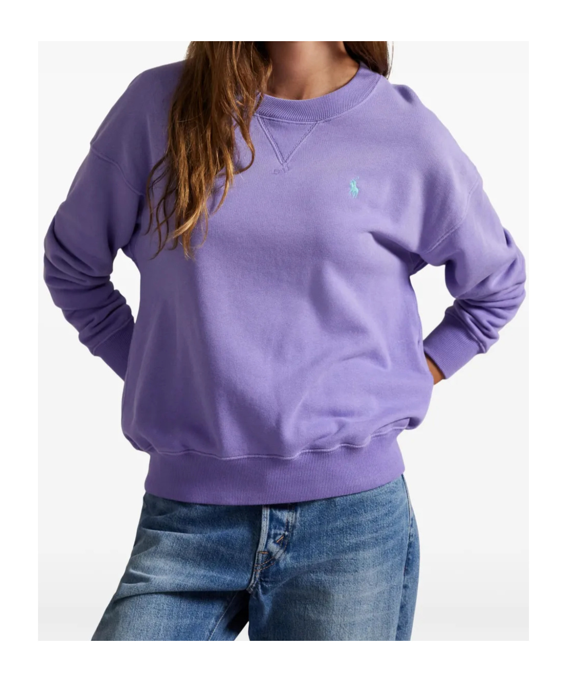 Polo Ralph Lauren Island Fleece Crewneck Sweatshirt In Pure Lilac In Purple