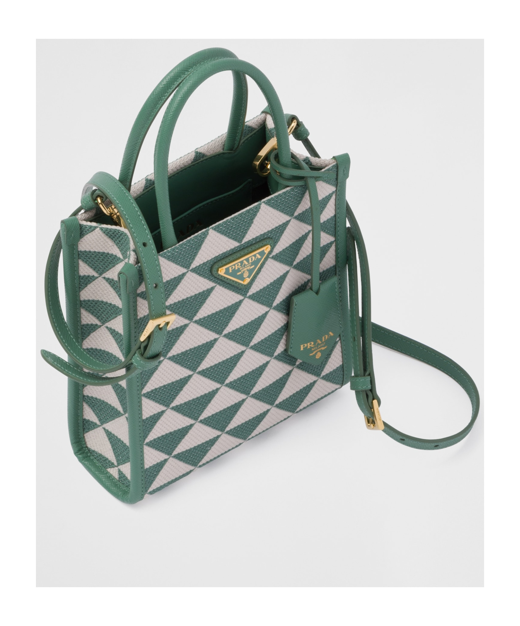 Prada Mini Symbole Tote Bag In Green