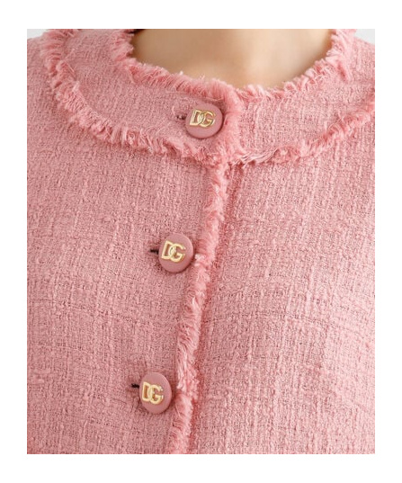 Dolce & Gabbana Pink Crop Jacket With Logoed Buttons In Pink