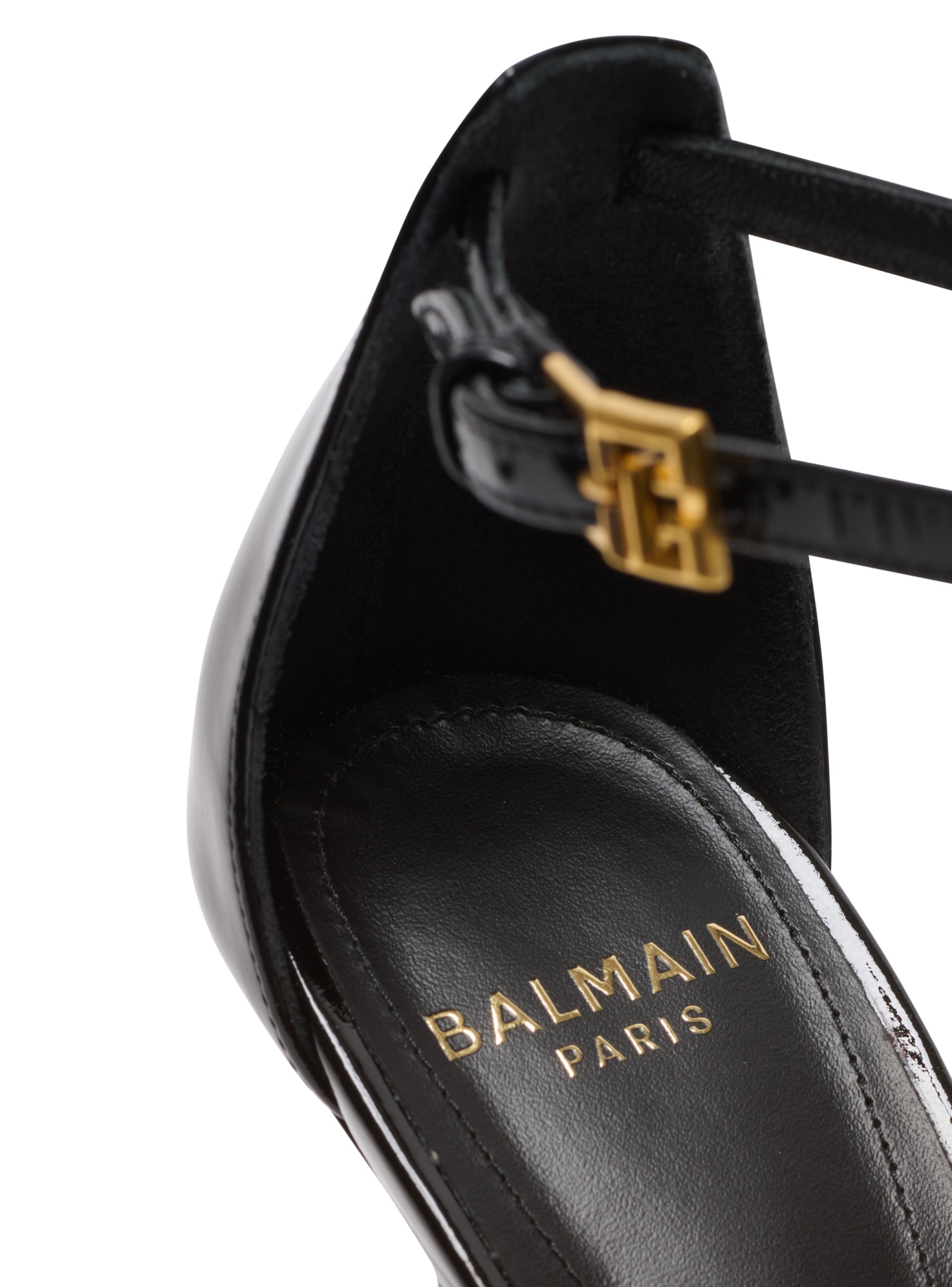 Balmain Sync Patent Leather Chain T-strap Pumps
