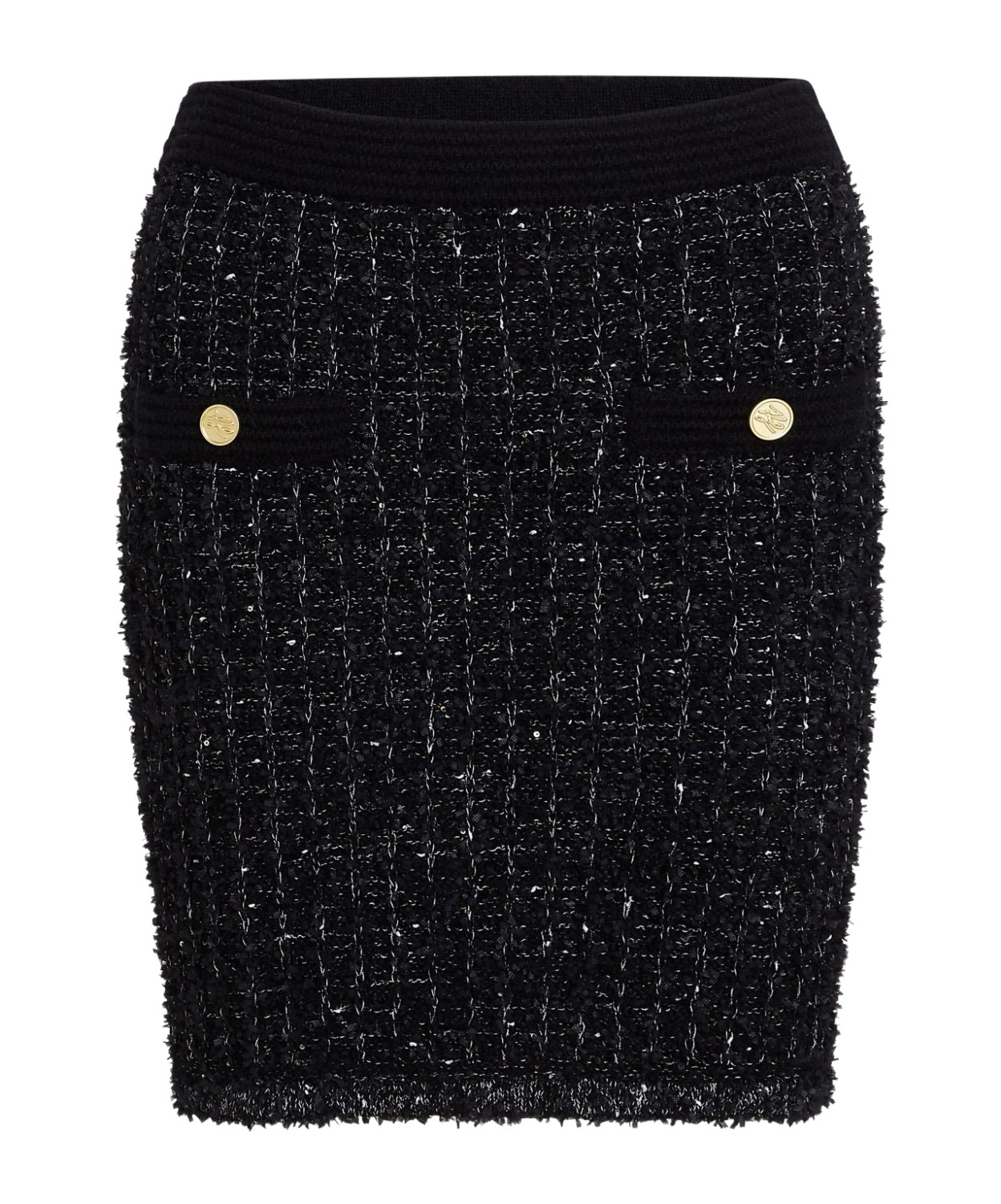 Shop Karl Lagerfeld Essential Bouclé Mini Skirt In Black
