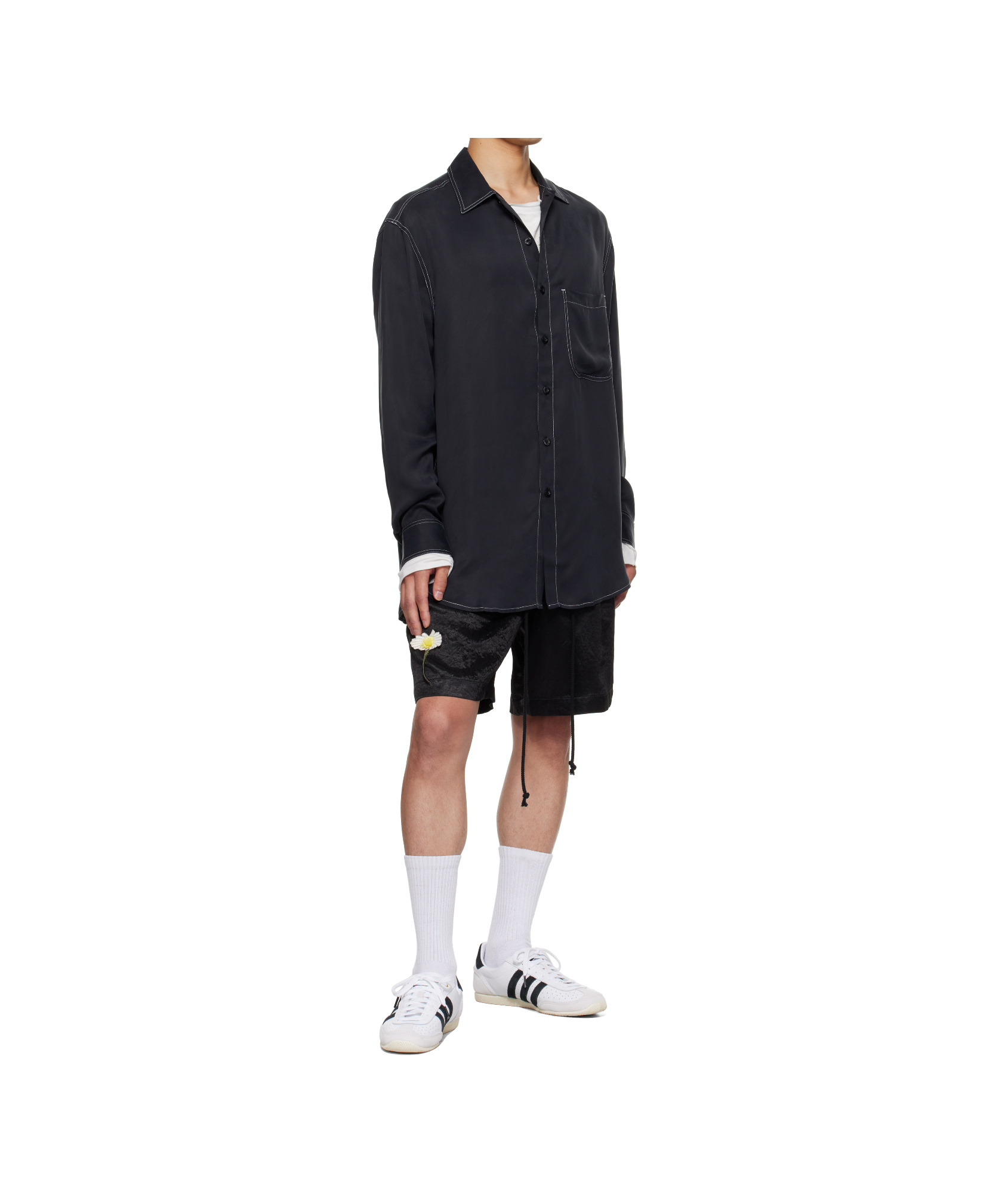 Song For The Mute Long Sleeve Button-up Shirt In Black