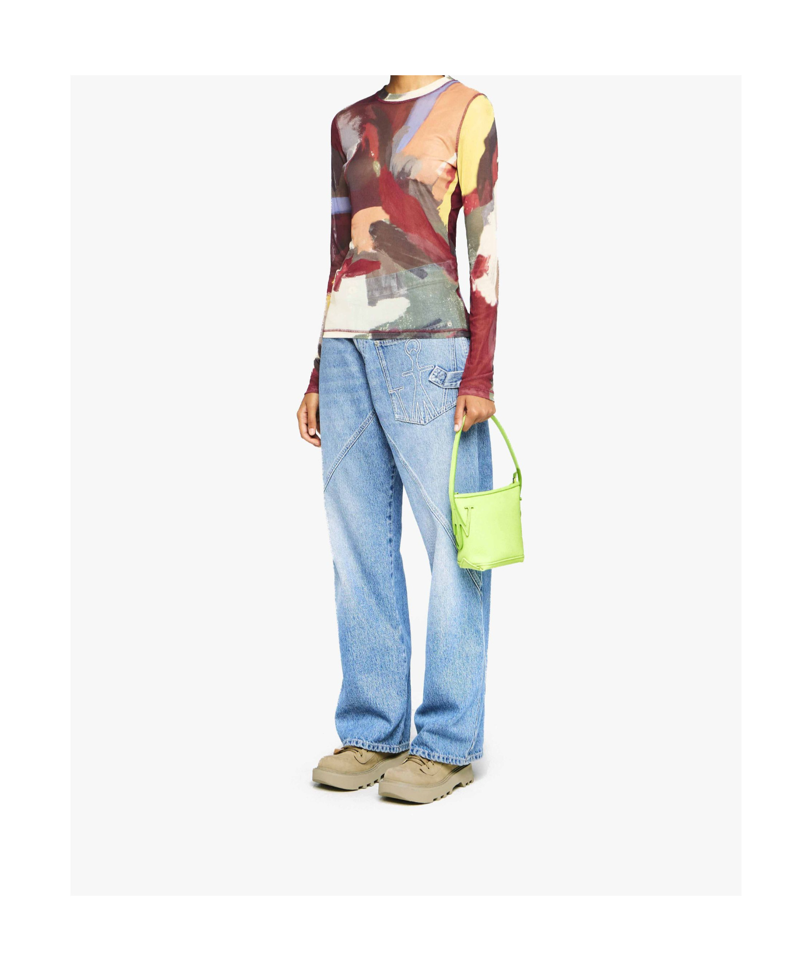 Jw Anderson J. W. Anderson Fitted Multicolored Underpinning In Printed Tulle In Multicolor